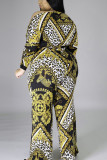 Casual Knitting Print Patchwork Oblique Collar Regular Plus Size Jumpsuits