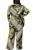 Casual Knitting Print Patchwork Oblique Collar Regular Plus Size Jumpsuits
