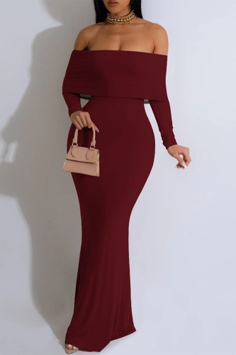 Sexy Solid Color Off Shoulder One Step Skirt Dresses