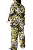 Casual Knitting Print Patchwork Oblique Collar Regular Plus Size Jumpsuits