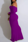 Sexy Solid Color Off Shoulder One Step Skirt Dresses