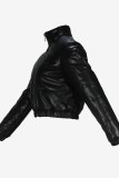 Casual Solid Color Zipper Mandarin Collar Outerwear