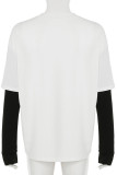 Casual Letters Patchwork Contrast O Neck Tops