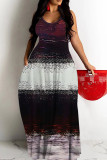 Sexy Casual Print Backless Spaghetti Strap Long Dresses