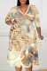 Casual Daily Floral Print Tie Dye Stripe Lace Up Contrast V Neck Printed Plus Size Dresses