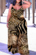 Casual Leopard Print Backless Spaghetti Strap Plus Size Jumpsuits