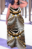 Casual Leopard Print Backless Spaghetti Strap Plus Size Jumpsuits