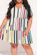 Casual Print Patchwork V Neck Straight Plus Size Dresses