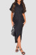 Elegant Solid Color Buckle Patchwork Ruched Strap Design Turndown Collar Dresses