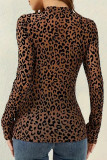 Sexy Leopard Print Patchwork O Neck Tops
