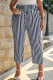 Casual Stripe Draw String Patchwork Plus Size 