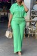 Casual Solid Color Buttons Turndown Collar Short Sleeve Two Pieces
