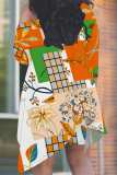 Casual Print Irregular Oblique Collar Plus Size Two Pieces
