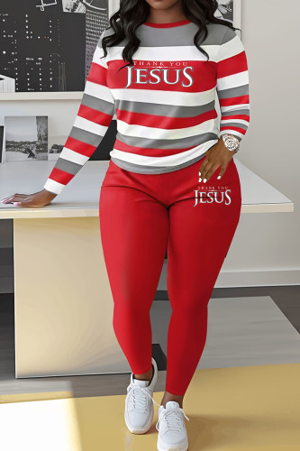 Casual Letters Patchwork O Neck Long Sleeve Two Pieces