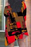 Casual Print Irregular Oblique Collar Plus Size Two Pieces