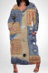 Casual Street Faux Denim Print Pocket V Neck Printed Plus Size Dresses
