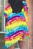 Casual Print Irregular Oblique Collar Plus Size Two Pieces