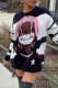 Casual Print Patchwork O Neck Tops