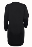 Casual Letters Patchwork O Neck Straight Dresses