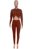 Sexy Hot Solid Color Irregular Half A Turtleneck Long Sleeve Two Pieces (Without Belt)