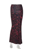Casual Leopard Print Basic Bodycon High Waist Conventional Full Print Skirts