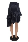 Casual Solid Color Beading Irregular Bodycon High Waist Conventional Patchwork Bottoms