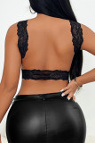 Sexy Leopard Print Patchwork Backless O Neck Tops
