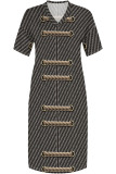 Casual Street Faux Denim Print Pocket V Neck Printed Plus Size Dresses