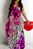 Sexy Casual Print Backless Spaghetti Strap Long Dresses