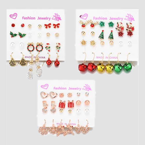 Street Santa Claus Christmas Tree Hollow Out Earrings