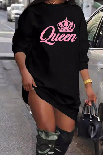 Casual Letters Patchwork O Neck Straight Dresses