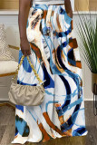 Casual Street Geometric Print Flowers Splashed ink printing Pocket Contrast Loose High Waist Wide Leg Full Print Bottoms