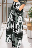 Casual Street Camouflage Print Stripe Pocket Contrast Loose High Waist Wide Leg Full Print Bottoms