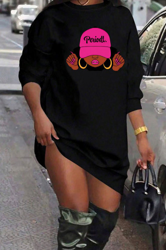 Casual Print Patchwork O Neck Straight Dresses