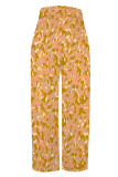 Casual Street Camouflage Print Stripe Pocket Contrast Loose High Waist Wide Leg Full Print Bottoms