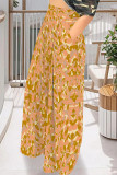 Casual Street Camouflage Print Stripe Pocket Contrast Loose High Waist Wide Leg Full Print Bottoms