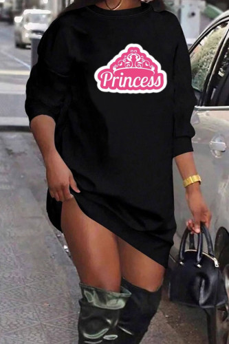Casual Print Patchwork O Neck Straight Dresses
