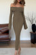 Elegant Solid Color Patchwork Backless Off Shoulder Long Dresses