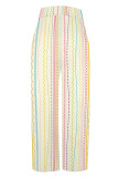 Casual Street Camouflage Print Stripe Pocket Contrast Loose High Waist Wide Leg Full Print Bottoms