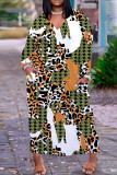 Casual Print Basic V Neck Long Plus Size Dresses