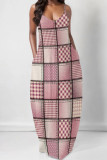 Sexy Street Faux Denim Print Pocket U Neck Printed Dresses