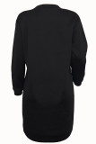 Casual Letters Patchwork O Neck Straight Dresses