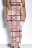 Casual Street Geometric Print Faux Denim Print Contrast Skinny High Waist Full Print Bottoms