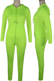 Casual Solid Color Draw String Pocket Patchwork Zipper Zipper Collar Long Sleeve Two Pieces