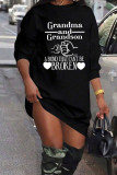 Casual Letters Patchwork O Neck Straight Dresses