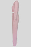 Casual Solid Color Pocket Patchwork Zipper Zipper Collar Long Sleeve Two Pieces