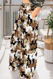 Casual Street Geometric Print Camouflage Print Pocket Contrast Loose High Waist Wide Leg Full Print Bottoms