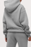 Casual Solid Color Pocket Patchwork Hooded Long Sleeve Two Pieces