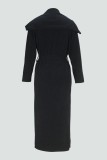 Casual Solid Color With Belt Turtleneck Long Sleeve Two Pieces