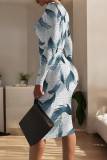 Casual Street Geometric Print Contrast O Neck Printed Dresses